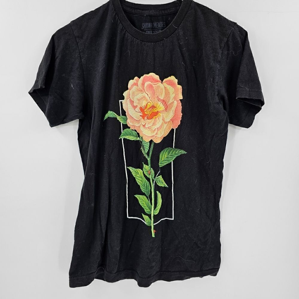 Shawn Mendes the tour tshirt black rose tee band
